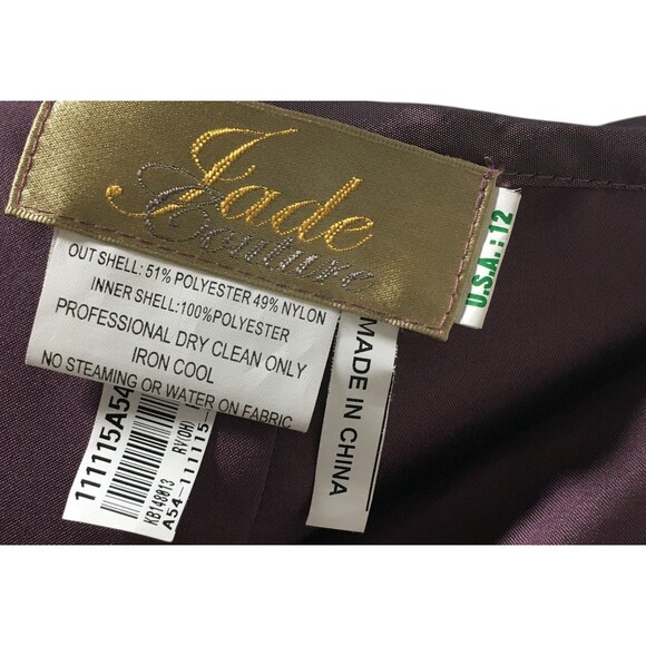 Jade Couture Dress Women's Size 12 Purple Satin Prom Strapless - Picture 7 of 7